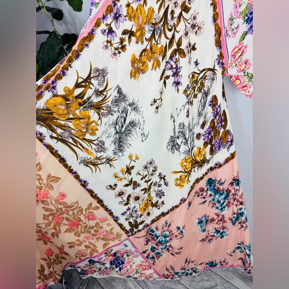 NWT Pink Gold Floral Maxi Duster Baroque Elegant Shabby Chic Dress - Picture 7 of 9